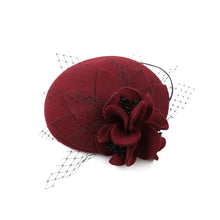 Load image into Gallery viewer, Party Fedora Hat Fashion Luxury Beanies Elegant British 100% Wool Felt Hat Photography Flower Beret with Veil for Ladies Wear
