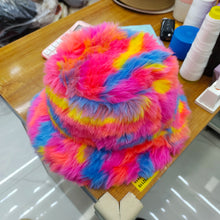 Load image into Gallery viewer, Faux Fur Bucket Hat Hot Warm pink Imitation Fur Fishermen Hats Winter hat women Personality Fishermen Hats for women Plush hat