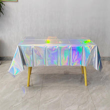 Load image into Gallery viewer, Aluminum Foil Tablecloth Shiny Rainbow Black Rectangle Tablecloth Dining Table Cover For Wedding Party Banquet Decoration W1n9