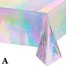 Load image into Gallery viewer, Aluminum Foil Tablecloth Shiny Rainbow Black Rectangle Tablecloth Dining Table Cover For Wedding Party Banquet Decoration W1n9