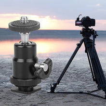 Load image into Gallery viewer, Aluminum Tripod Ball Head 1/4 Hot Shoe Adapter Metal Flash Bracket Holder with Lock Camera Accessories 360 Degree for GOPRO