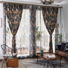 Load image into Gallery viewer, American rustic curtains semi-shade for bedroom study living room flower plant window curtain coarse cotton
