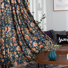 Load image into Gallery viewer, American rustic curtains semi-shade for bedroom study living room flower plant window curtain coarse cotton