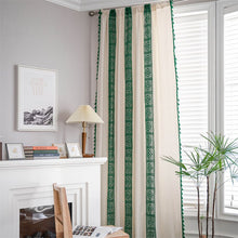 Load image into Gallery viewer, American crochet lattice patchwork curtain printing sunshade perforated free living room bedroom kitchen hook window curtain