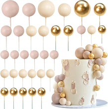 Load image into Gallery viewer, Apricot Gold Light Brown Ball Cake Topper Shaped Cupcake Insert Cake Topper for Bear Theme Birthday Party Favors Wedding Decor