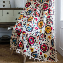 Load image into Gallery viewer, Sunflower Print Curtain with Tassles Bohemian Cotton Linen Semi-shading Bedroom Living Room Bay Window Curtains Decor cortina