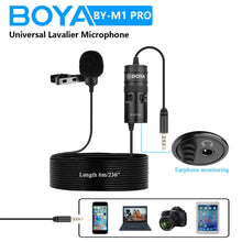 Load image into Gallery viewer, BOYA BY-M1 PRO 6m Clip-on Condenser Lavalier Lapel Microphone for PC Mobile Android DSLRs iPhone Streaming Youtube Microphone