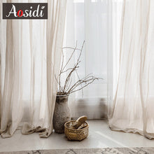 Load image into Gallery viewer, Beige linen tulle curtains for living room Modern flax sheer curtains for bedroom Solid voile curtain for children window drapes