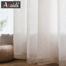 Load image into Gallery viewer, Beige linen tulle curtains for living room Modern flax sheer curtains for bedroom Solid voile curtain for children window drapes