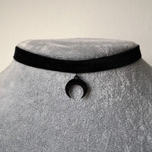 Load image into Gallery viewer, Black Crescent Moon Choker Necklace Gothic Grunge Black Velvet Jewelry Gorgeous Women Pendant Gift Gothic Statement Goth New