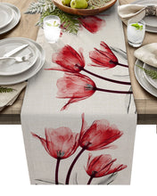 Load image into Gallery viewer, Blue Tulip Table Runner for Dining Table Kitchen Decor Anti-stain Dining Table Tablecloth Rectangular Dining Table Runner