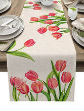 Load image into Gallery viewer, Blue Tulip Table Runner for Dining Table Kitchen Decor Anti-stain Dining Table Tablecloth Rectangular Dining Table Runner