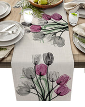 Load image into Gallery viewer, Blue Tulip Table Runner for Dining Table Kitchen Decor Anti-stain Dining Table Tablecloth Rectangular Dining Table Runner