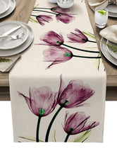 Load image into Gallery viewer, Blue Tulip Table Runner for Dining Table Kitchen Decor Anti-stain Dining Table Tablecloth Rectangular Dining Table Runner