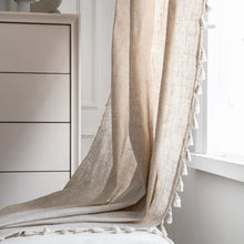 Load image into Gallery viewer, Boho solid color Cotton Linen Window Curtain with Tassels Blackout Valance for The Luxury Living Room Curtains for Living Room