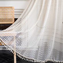 Load image into Gallery viewer, Boho solid color Cotton Linen Window Curtain with Tassels Blackout Valance for The Luxury Living Room Curtains for Living Room