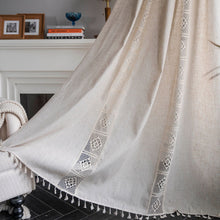 Load image into Gallery viewer, Boho solid color Cotton Linen Window Curtain with Tassels Blackout Valance for The Luxury Living Room Curtains for Living Room