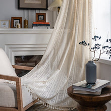 Load image into Gallery viewer, Boho solid color Cotton Linen Window Curtain with Tassels Blackout Valance for The Luxury Living Room Curtains for Living Room
