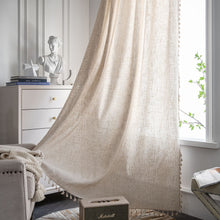 Load image into Gallery viewer, Boho solid color Cotton Linen Window Curtain with Tassels Blackout Valance for The Luxury Living Room Curtains for Living Room