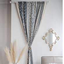 Load image into Gallery viewer, Boho Blue Curtains Set Window Japanese Home Decor Cotton Linen Curtain for Living Room Bedroom Kitchen Semi-transmiss Drape