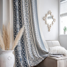 Load image into Gallery viewer, Boho Blue Curtains Set Window Japanese Home Decor Cotton Linen Curtain for Living Room Bedroom Kitchen Semi-transmiss Drape