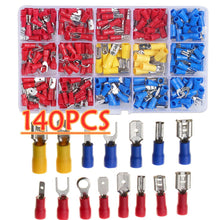 Load image into Gallery viewer, Box Insulated Male Female Spade Terminal Cable Connector Electrical Wire Crimp Butt Ring Fork Spade Lug Rolled Assorted Kit