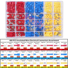 Load image into Gallery viewer, Box Insulated Male Female Spade Terminal Cable Connector Electrical Wire Crimp Butt Ring Fork Spade Lug Rolled Assorted Kit