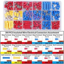Load image into Gallery viewer, Box Insulated Male Female Spade Terminal Cable Connector Electrical Wire Crimp Butt Ring Fork Spade Lug Rolled Assorted Kit