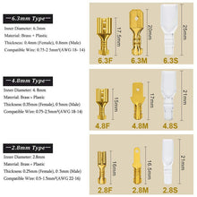 Load image into Gallery viewer, Box Insulated Male Female Wire Connector 2.8/4.8/6.3mm Electrical Crimp Terminals Termin Spade Connectors Assorted Kit