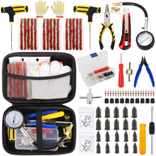 Load image into Gallery viewer, Car Tire Repair Tool Kit Studding Set Auto Bike Puncture Plug Garage Needle Nose Pliers Vacuum Film Nail Screws W/ Storage Case