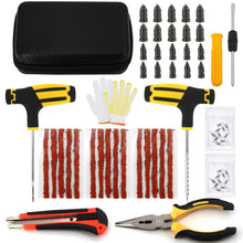 Load image into Gallery viewer, Car Tire Repair Tool Kit Studding Set Auto Bike Puncture Plug Garage Needle Nose Pliers Vacuum Film Nail Screws W/ Storage Case