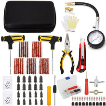 Load image into Gallery viewer, Car Tire Repair Tool Kit Studding Set Auto Bike Puncture Plug Garage Needle Nose Pliers Vacuum Film Nail Screws W/ Storage Case