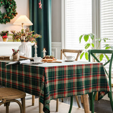 Load image into Gallery viewer, Christmas Tablecloth Scottish Green Plaid Table Cloth Rectangular Household Table Cloth Photo High-quality Cotton Tablecloth