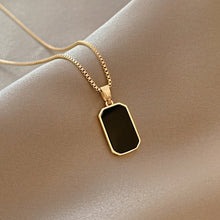 Load image into Gallery viewer, 316L Stainless Steel Minimalist Rectangular Pendant Korean Black Epoxy Women's Gold Necklace Exquisite Long Jewelry Gift