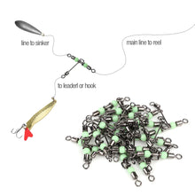 Load image into Gallery viewer, Fishhook 20pcs Fishing Swivel Connector Bearing Rolling 3 Way T Shape Fishhook Lure Line Connector Fishing Tackle Luminous Beads