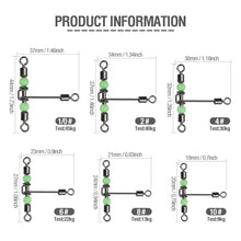 Load image into Gallery viewer, Fishhook 20pcs Fishing Swivel Connector Bearing Rolling 3 Way T Shape Fishhook Lure Line Connector Fishing Tackle Luminous Beads