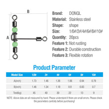 Load image into Gallery viewer, Fishhook 20pcs Fishing Swivel Connector Bearing Rolling 3 Way T Shape Fishhook Lure Line Connector Fishing Tackle Luminous Beads