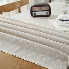 Load image into Gallery viewer, Daisy Flower Pattern Tablecloth Linen and Cotton Lace Edge Rectangular Table Cloth Home Hotel Textile