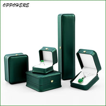 Load image into Gallery viewer, Dark Green Leather Jewelry Organizer Proposal Wedding Ring Box Pendant Bracelet Necklace Storage Case Gift Packaging Display Box