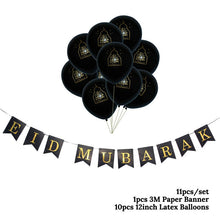 Load image into Gallery viewer, Eid Mubarak Banner Bunting Balloons Plates Napkins Tablecloth Kareem Ramadan Decoration Muslim Islamic Festival Party Supplies