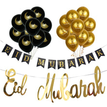 Load image into Gallery viewer, Eid Mubarak Banner Bunting Balloons Plates Napkins Tablecloth Kareem Ramadan Decoration Muslim Islamic Festival Party Supplies