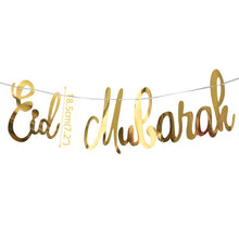 Load image into Gallery viewer, Eid Mubarak Banner Bunting Balloons Plates Napkins Tablecloth Kareem Ramadan Decoration Muslim Islamic Festival Party Supplies