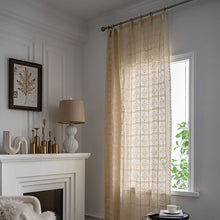 Load image into Gallery viewer, Home Decor Bedroom Lace Curtain Translucent Retro Hollow Crochet Hook Farmhouse Floor Curtains for Living Room