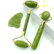 Load image into Gallery viewer, Face Massager Roller Natural Jade Stone Guasha Board Scraper Set Facial Lift Skin Relaxation Slimming Beauty Neck Thin Tool