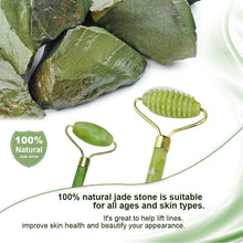 Load image into Gallery viewer, Face Massager Roller Natural Jade Stone Guasha Board Scraper Set Facial Lift Skin Relaxation Slimming Beauty Neck Thin Tool