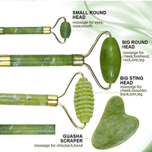 Load image into Gallery viewer, Face Massager Roller Natural Jade Stone Guasha Board Scraper Set Facial Lift Skin Relaxation Slimming Beauty Neck Thin Tool