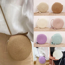 Load image into Gallery viewer, Handmade Straw Bag Women Girl Round Straw Handbag Summer Beach Bag Rattan Woven Shoulder Bags Handbag Knit Accessories