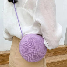 Load image into Gallery viewer, Handmade Straw Bag Women Girl Round Straw Handbag Summer Beach Bag Rattan Woven Shoulder Bags Handbag Knit Accessories