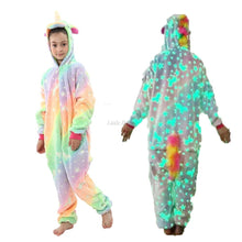 Load image into Gallery viewer, Teens Girls Unicorn Pajamas 4 6 8 10 12 Years Kids Kigurumi Pajamas Glow in the Dark Unicorn Onesie Kigurumi Kids