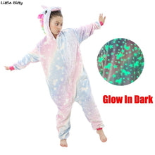 Load image into Gallery viewer, Teens Girls Unicorn Pajamas 4 6 8 10 12 Years Kids Kigurumi Pajamas Glow in the Dark Unicorn Onesie Kigurumi Kids